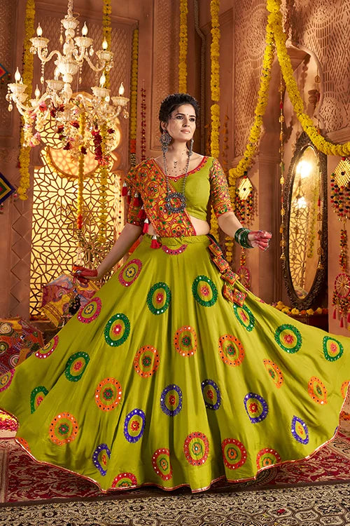 Green Navratri Chaniya Choli