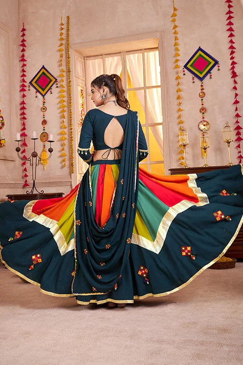 Navratri Teal Blue Chaniya Choli