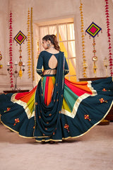 Navratri Teal Blue Chaniya Choli