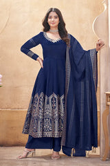 Navy Blue Mirror Work Salwar Suit