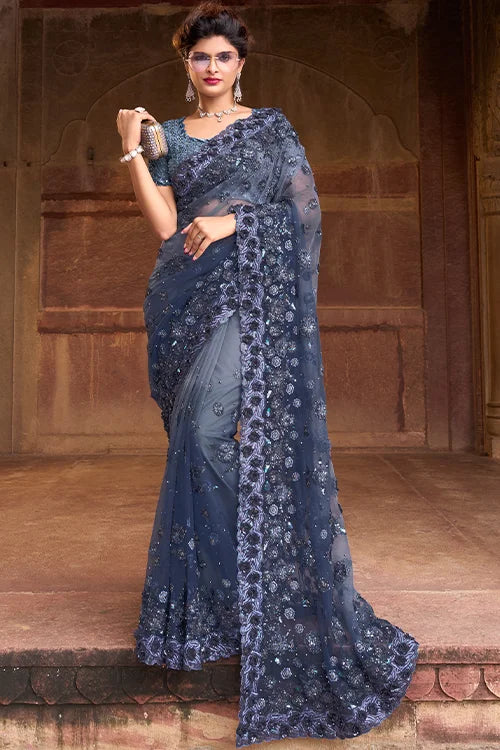 Digital Net Designer Saree