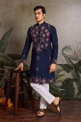 Navy Blue Wedding Kurta Set
