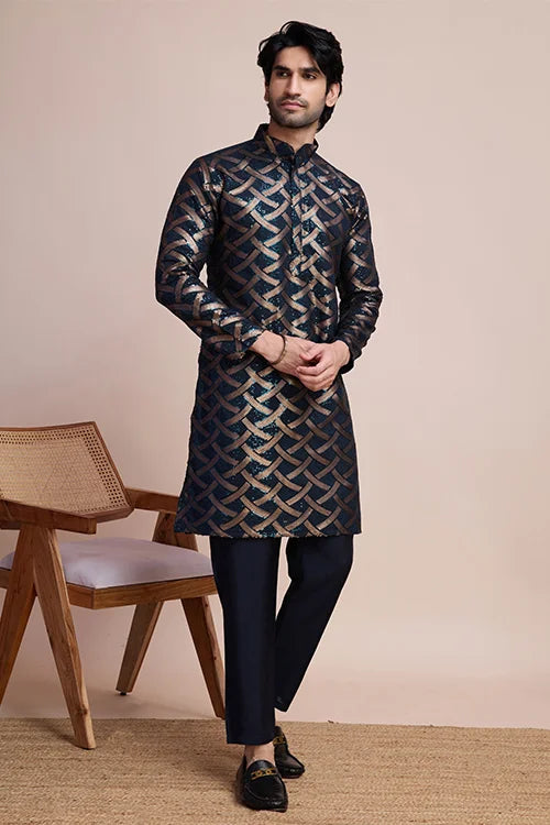 Special Occasion Men's Kurta Navy