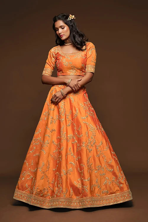 Orange Bridal Lehenga Choli