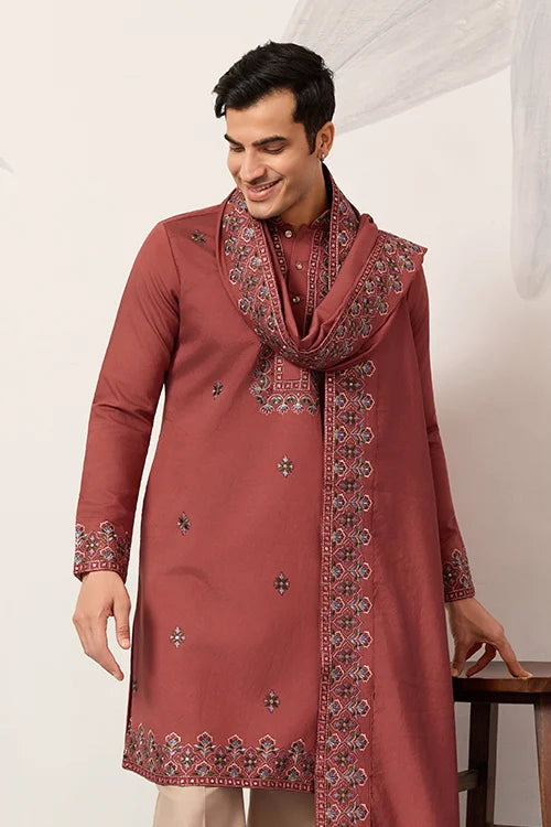 Royal Look Orange Kurta with Dupatta