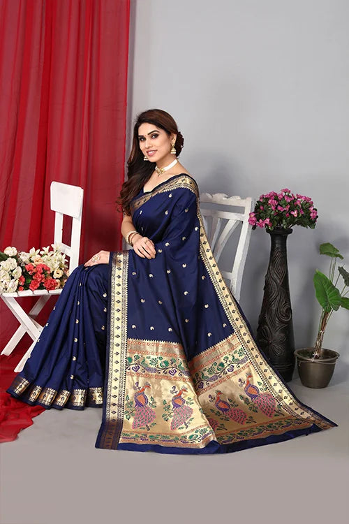 Exclusive Paithani Zari Weaving Silk Saree For Women's
