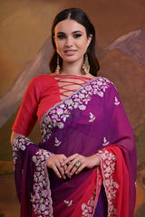 Sequins embroidery pink saree
