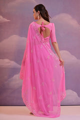 Pink saree with C Pallu
