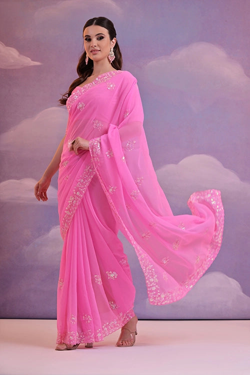 Soft pink saree
