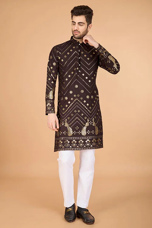 Brown Designer Men's Kurta