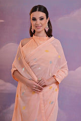 Peach Saree with Sequins Work