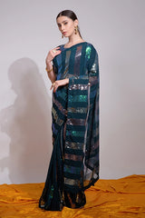 Double-Run Embroidery Saree