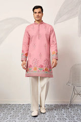 Pink Viscose Silk Kurta Men