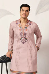 Pink V Neck Kurta Set