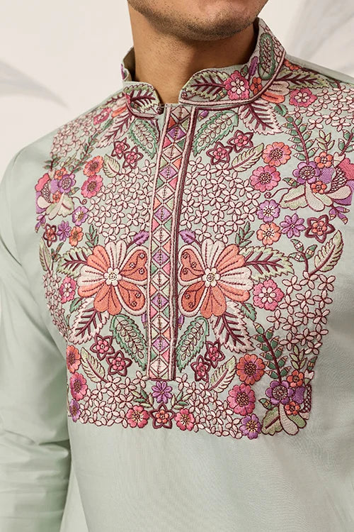 Pista Green Festive Kurta Set