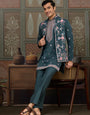 Premium Designer Green Koti Kurta Pair for Men