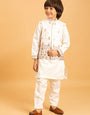 Premium White Mirror Work Koti Kurta Set for Boys