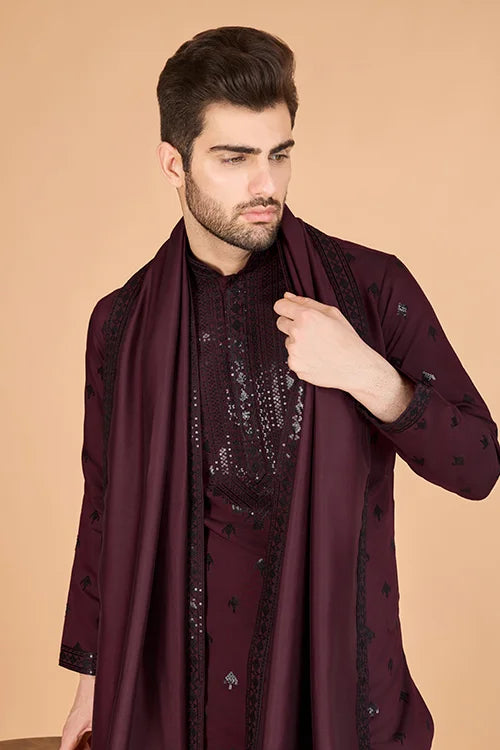 Maroon Wedding Kurta for Men