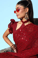 Bridal red Georgette saree
