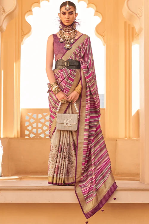 Printed Silk Saree with Blouse