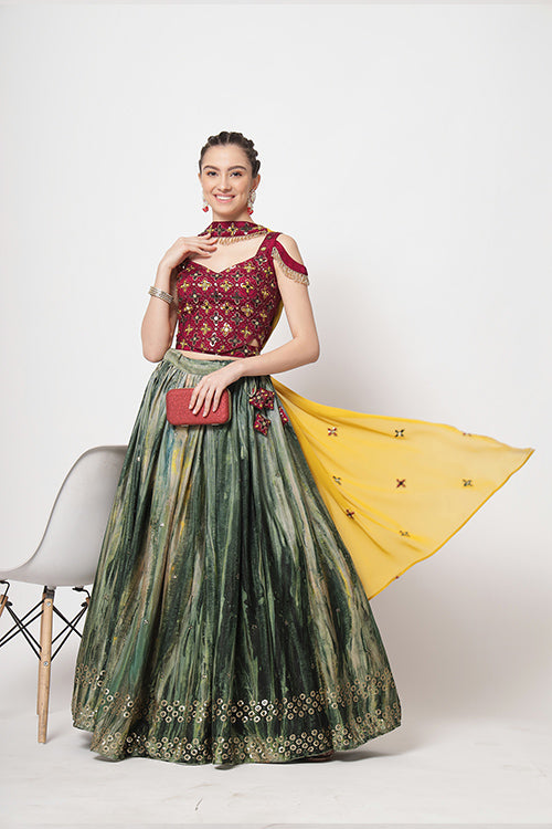 Printed Style Contrast Color Wholesale Rate Lehenga Choli Collection 7093