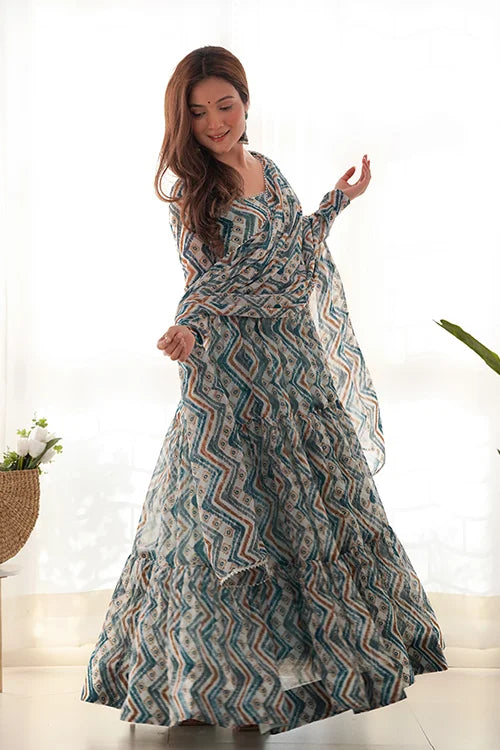 Fox Light Blue Anarkali Set for Women