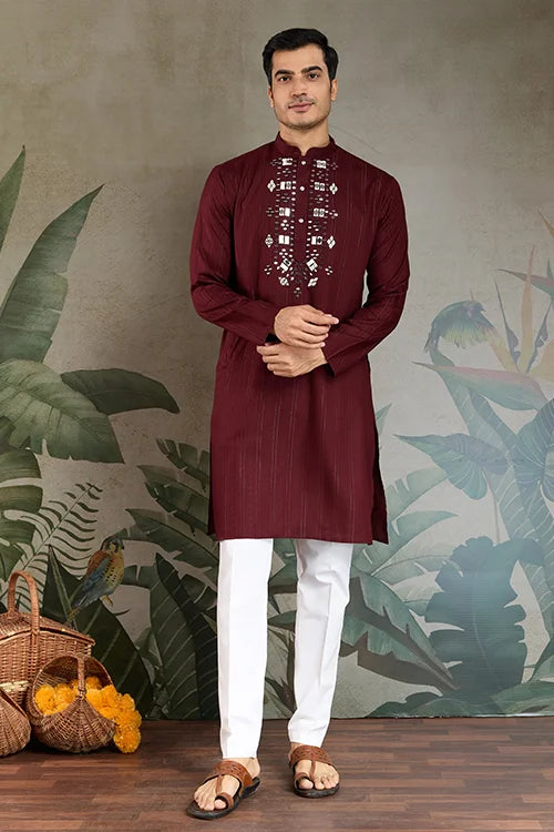 Maroon Kurta with Dupatta