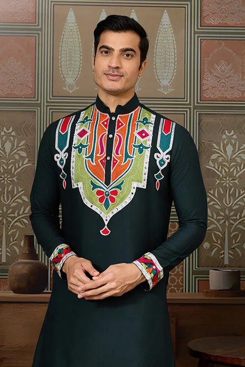 Green Festival Kurta for Men