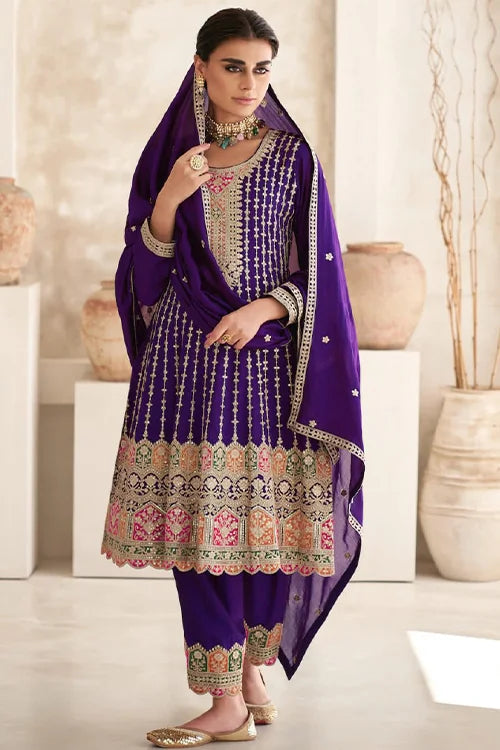 Purple Designer Salwar Suit Dupatta