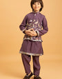 Graceful Purple Koti Kurta Set for Kids Wear