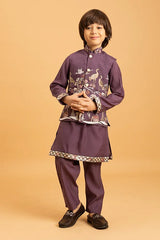 Purple Koti Kurta Set for Kids