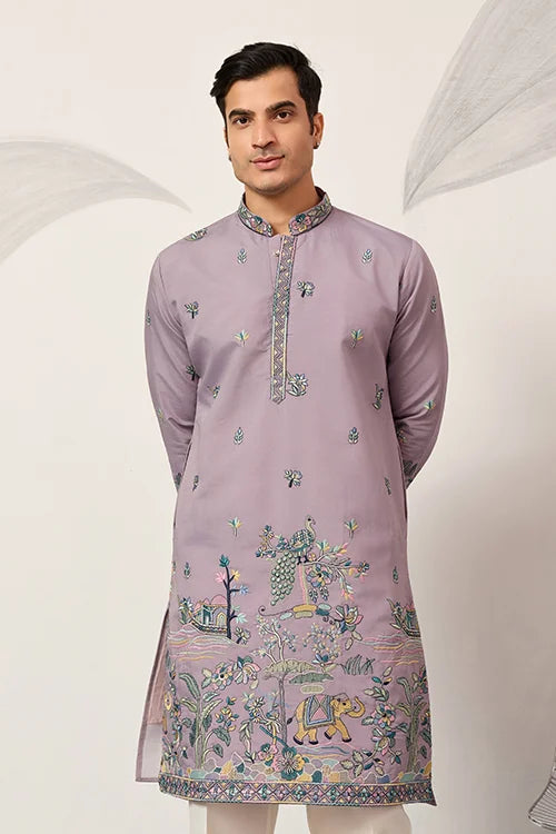Purple Kurta Pajama for Wedding