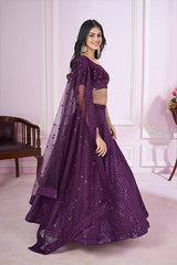 Purple Embroidered Lehenga