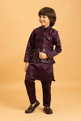 Purple Mirror Work Koti Kurta