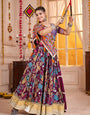 Purple Printed Navratri Chaniya Choli for Women