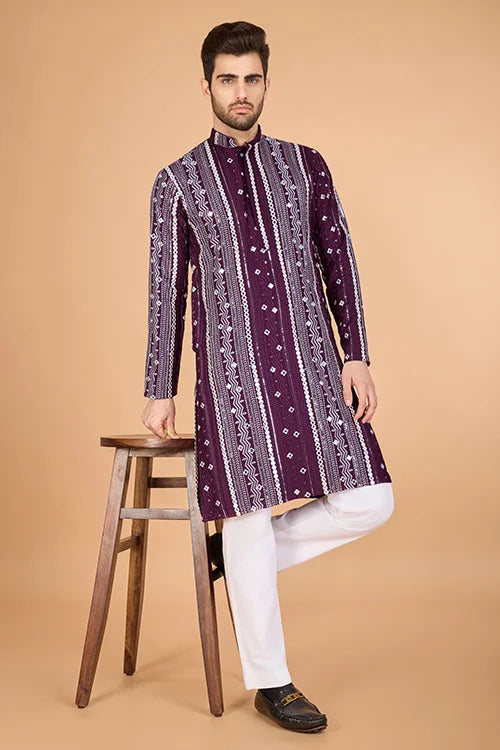 Purple Ethnic Kurta for Men