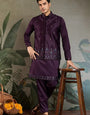 Wedding Special Purple Kurta Koti Set for Men