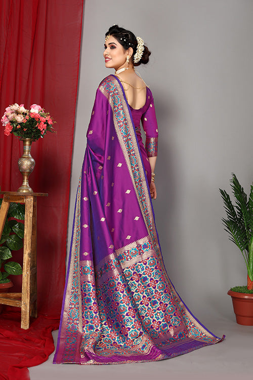 Red Pink Exclusive Weaving Work Paithani Silk Sarees