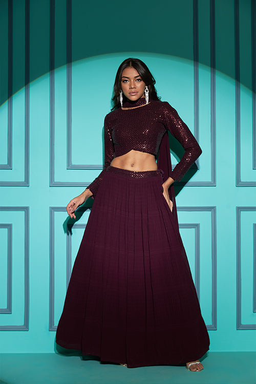 Purple Party Wear Bollywood Style Different Color Georgette Lehenga Choli Collection 7102 