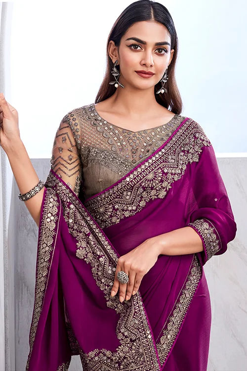 Awesome Party Wear Saree With Fancy Blouse