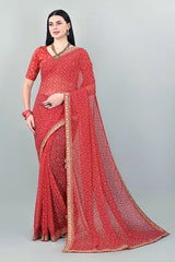 Red Bandhani Saree
