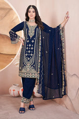 Blue Embroidered Georgette Suits