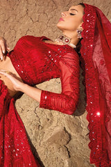 Red Net Bridal Lehenga