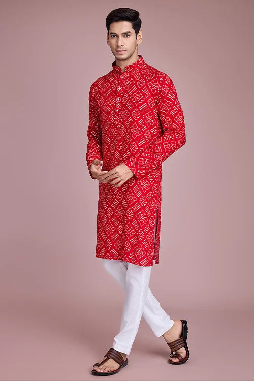 Printed kurta set for men's