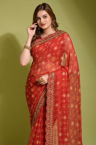 Gerogette Sequince Embroidered Work in Saree Collection