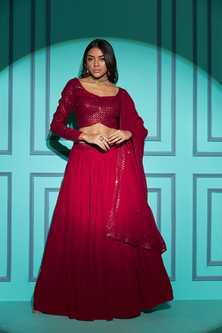 Red Party Wear Bollywood Style Different Color Georgette Lehenga Choli Collection 7103 