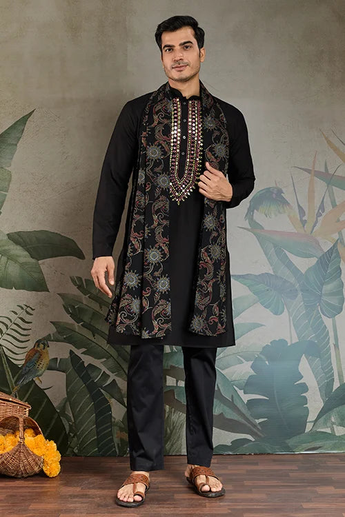 Royal Black Mirror Kurta Set