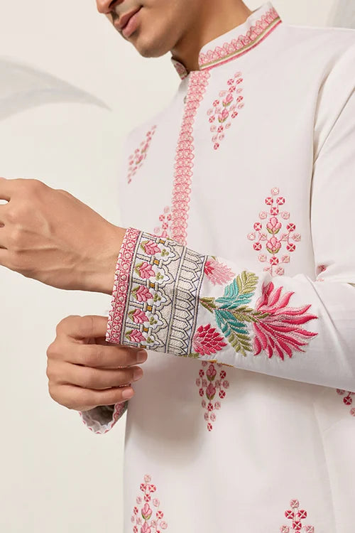 White Embroidered Kurta for Men