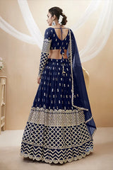 Embroidered navy blue lehenga choli