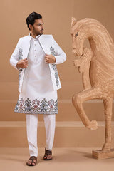 White Wedding Koti Kurta Set